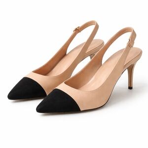 Miraazzurra Black and Tan Women's Slingback Heels